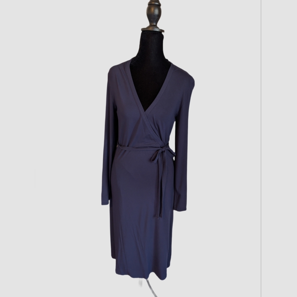Boden Stretch Wrap Dress Size 12L Navy Blue